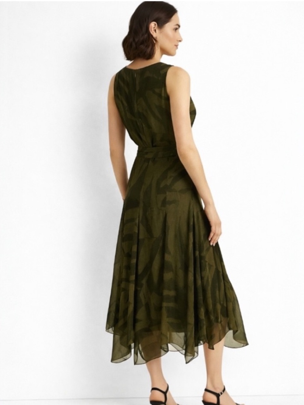 Lauren Ralph Lauren Green Midi Dress NWT Size 16 Fit & Flare - Picture 2 of 12